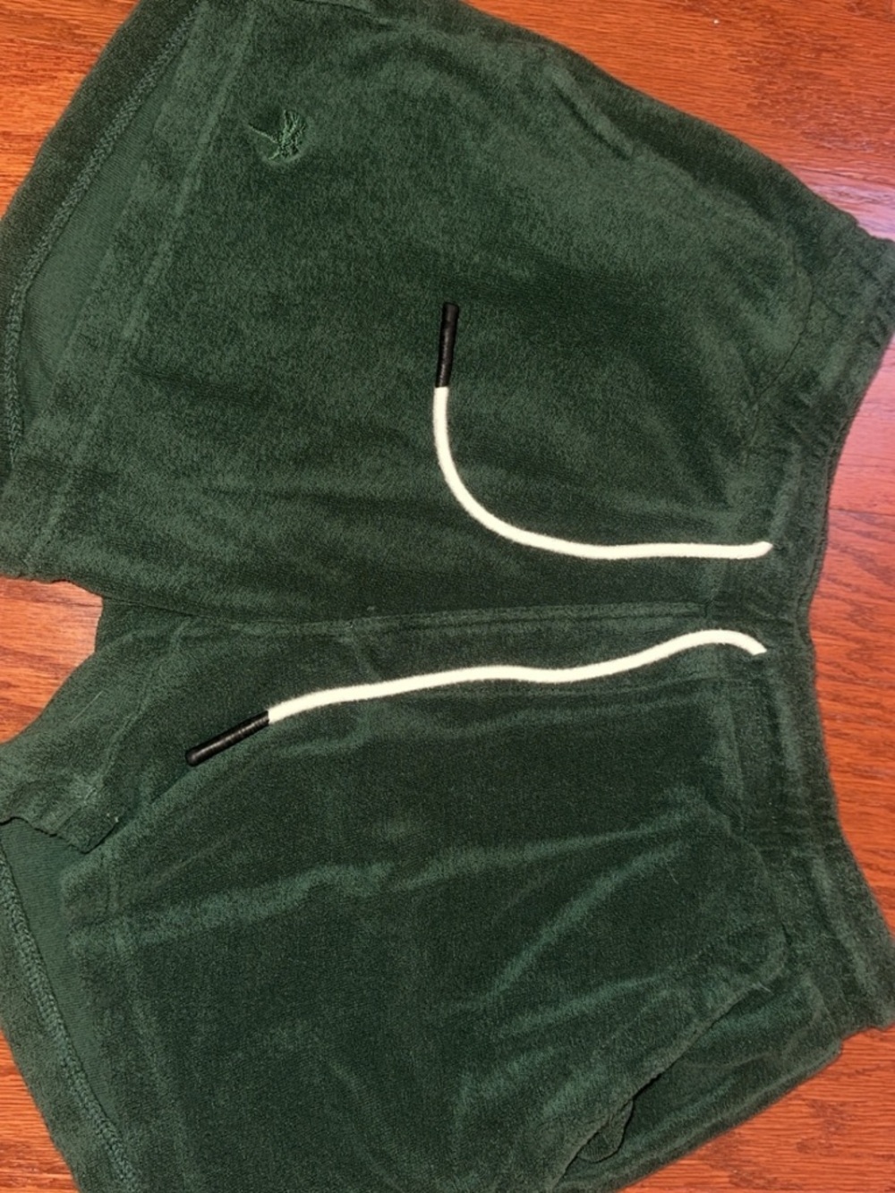 OAS Green Terry Cloth Shorts with White Drawstring